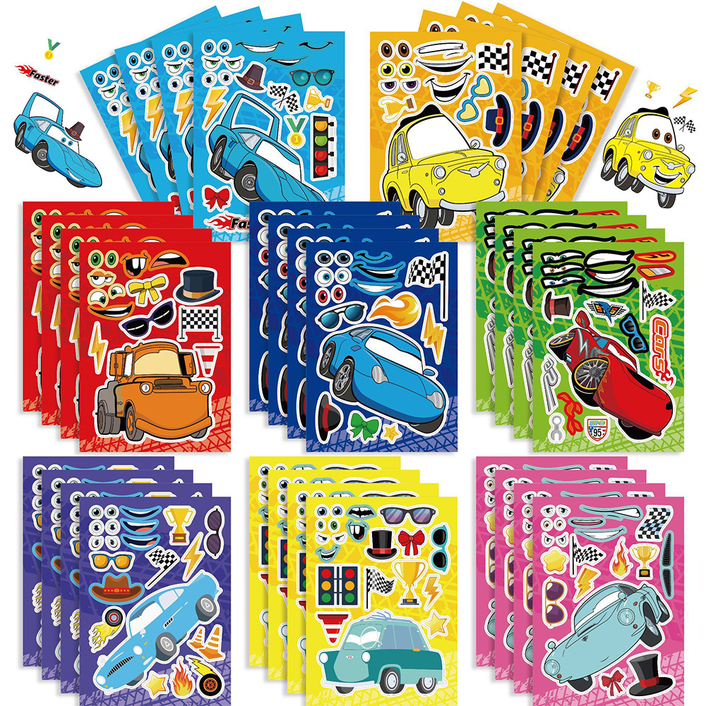 Laptop Accessories Kids - 8/16Sheets Disney Cars Puzzle Stickers Game