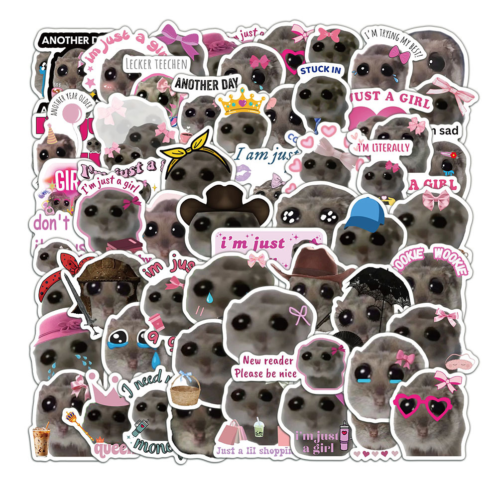 Laptop Accessories Girly - 56pcs Cute Sad Hamster Meme Stickers