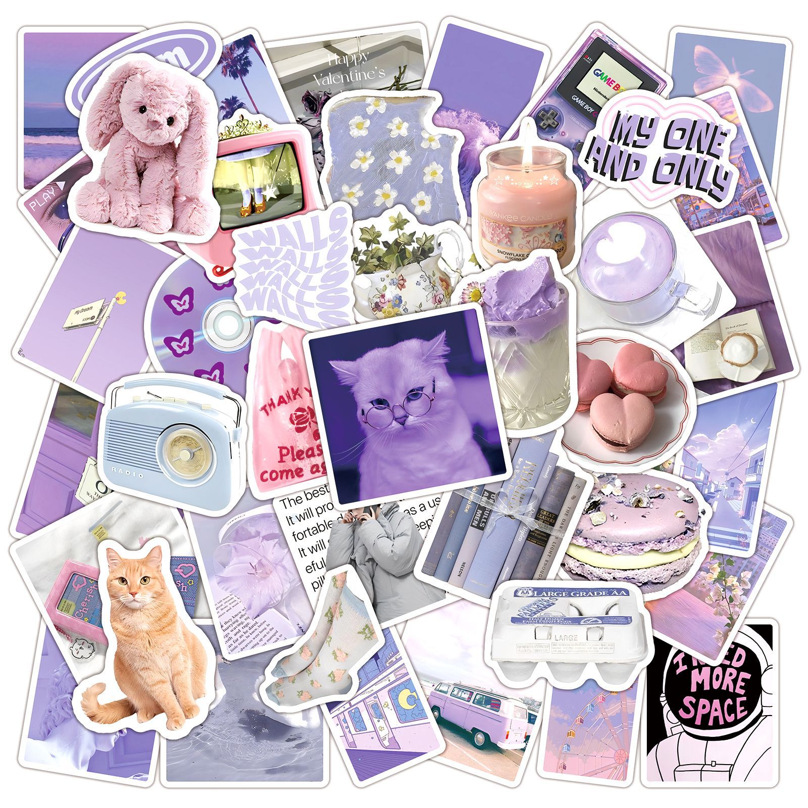 Laptop Accessories Girly - 50Pcs Ins Style Fresh Purple Aesthetic
