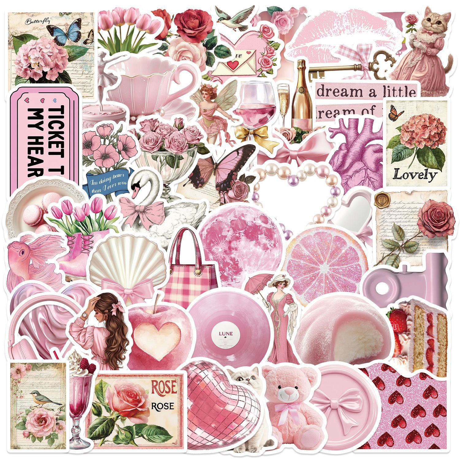 50/100pcs Cute Pink Girl Carto – обзор и цена Laptop Accessories Girly